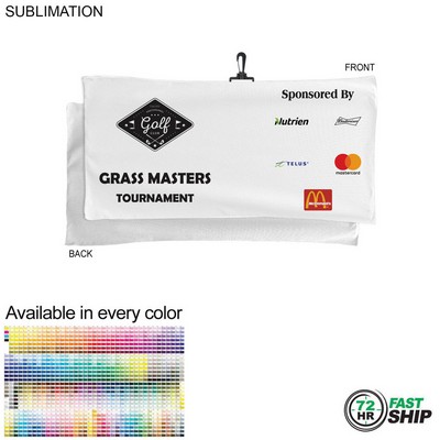 72 Hr Fast Ship - Oversized Golf Towel in Microfiber Terry, w/Black Hook, Sublimated (22"x44")