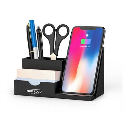 15W Wireless Charging Station with Desk Organizer Features