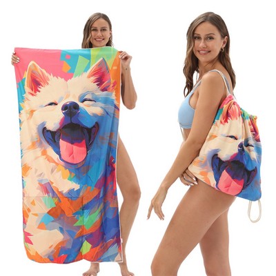 Microfiber Sand Proof 2" 1 Beach Towel Backpack