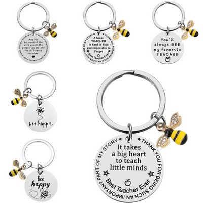 Custom Engraved Metal Round Key Chain W/ Beer