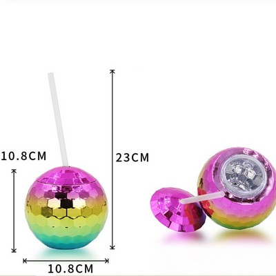 Mirror Disco Ball Cup with Straw