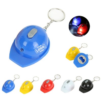 LED Light Helmet Bottle Opener Keychain