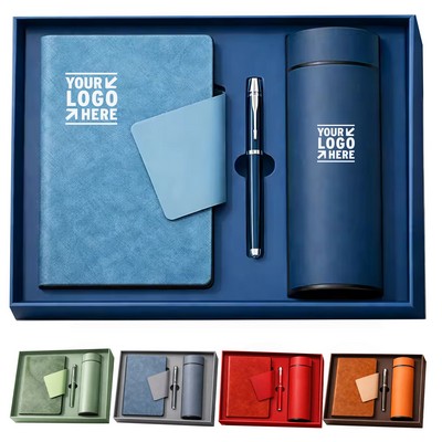 3-in-1 Card Pocket Textured Leather Gift Set