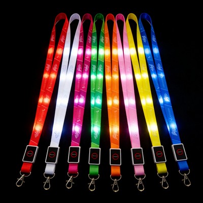 3/4" Full Color LED Light Up Lanyard