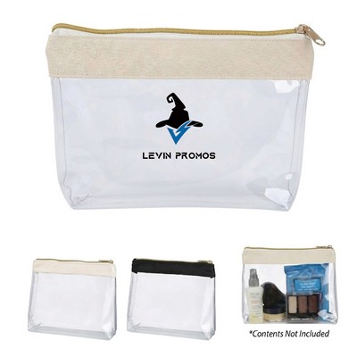 Clear PVC Cosmetic Bag with Fabric Trim