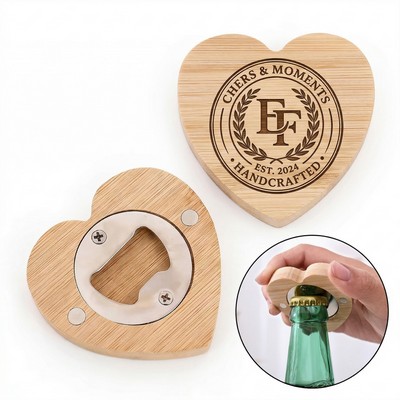 Heart Bamboo Magnetic Bottle Opener