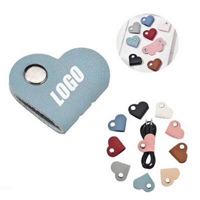 Heart-Shaped Leather Cable Organizer