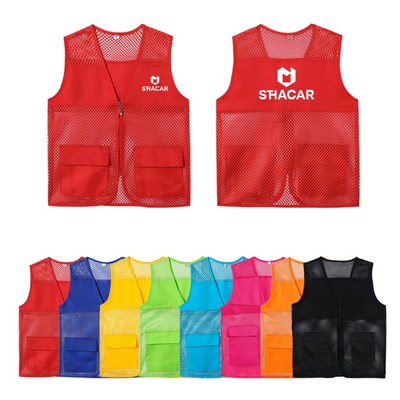 Quick Dry Breathable Mesh Volunteer Safety Vest W/ 2 Pockets