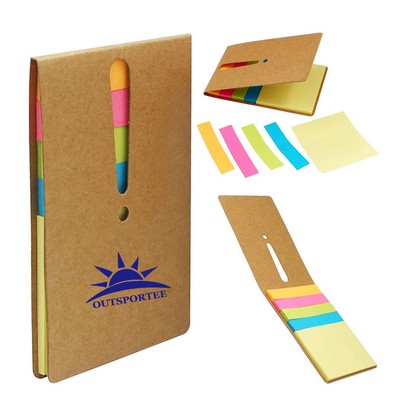 2-in-1 Eco-Friendly Kraft Paper Sticky Note Set with Index Tabs