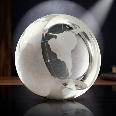 3" Brandon Clear Slant Half Globe Crystal Paperweight