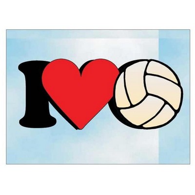 I Love Volleyball Rectangle Badge w/ Bar Pin (2 1/2"x3 1/2")