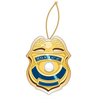 Police Badge Executive Ornament w/ Mirrored Back (6 Square Inch)
