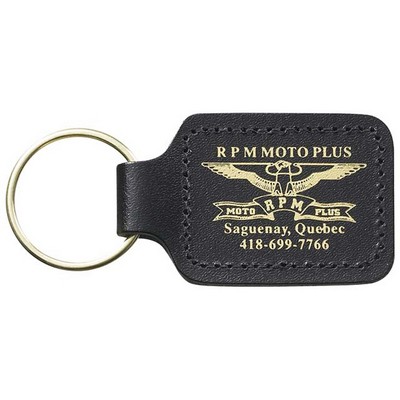 Bonded Leather 2 Sided Sewn Small Rectangular Key Tag (2 3/8"x1 1/2")