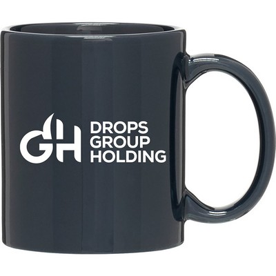11 oz C-Handle Ceramic Mug (Navy Blue)