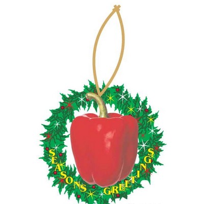 Bell Pepper Promotional Wreath Ornament w/ Black Back (10 Square Inch)
