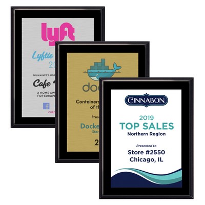 10 1/2" x 13" High Gloss Black Finish Plaque w/ Full Color Sublimated Imprint