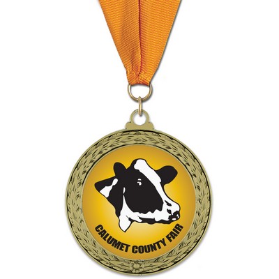 GFL Full Color Medal w/Grosgrain Neck Ribbon (2 5/8")