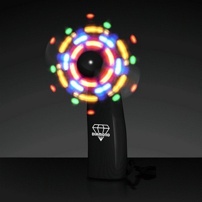 Light Up Promotional Mini Fans with Black Handles - PRINTED