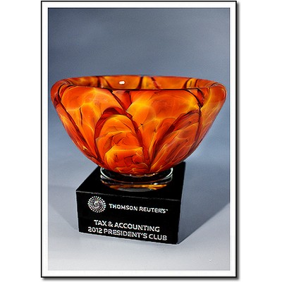 Diamond Blaze Art Glass Bowl w/o Marble Base (5.5"x2.5")