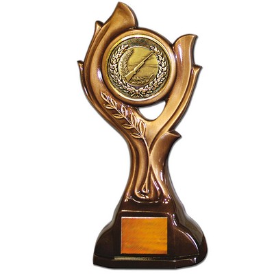 Stock 15" Victory Trophy- 2" Rifle Coin With Engraving Plate