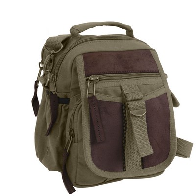 O.D. Canvas Travel Shoulder Bag w/ Leather Accents