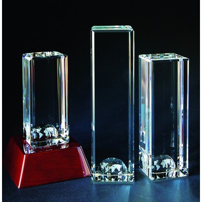 World Tower Optical Crystal Award/Trophy 6"H - Variant B
