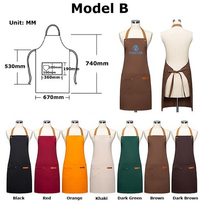 Unisex Canvas Cloth Bib Apron for Kitchen Crafting BBQ Outdoors(Model B)