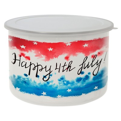 Tall Enamel Container with Flexible Plastic Lid