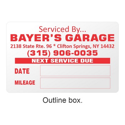 Oil Change Static Cling Sticker with Outline Box