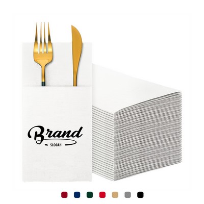 Disposable Linen-Feel Dinner Napkins With Built-in Flatware Pocket