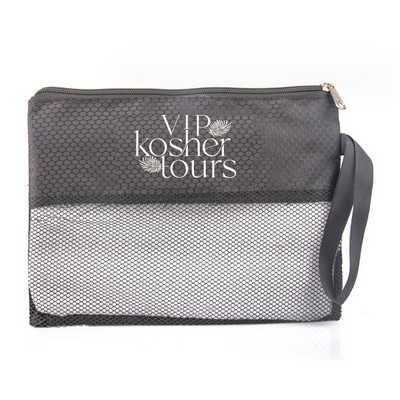 Mesh Cosmetic Bag/Zipper Pouch With Handle
