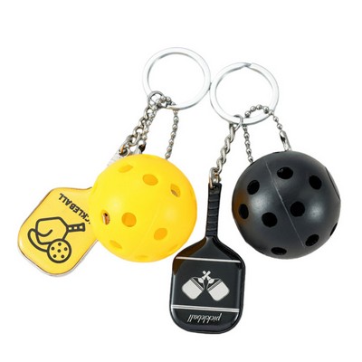 Pickleball Keychain w/ Custom Double-Sided Drip-Glue Logo