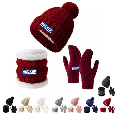 3" 1 Winter Hat Gloves Scarf Set