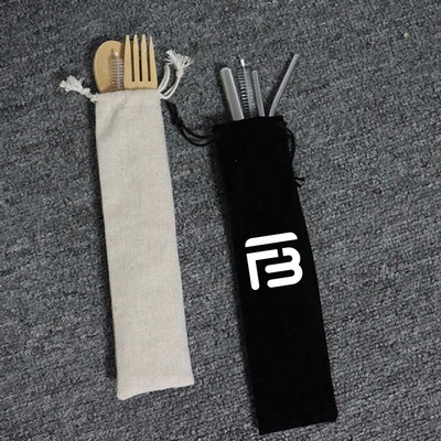 Portable Linen Cotton Cutlery Pouch