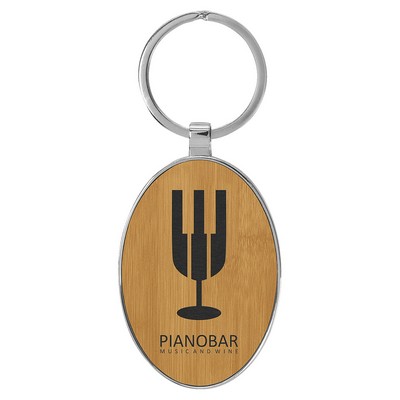 Leatherette/Metal Oval Keychain