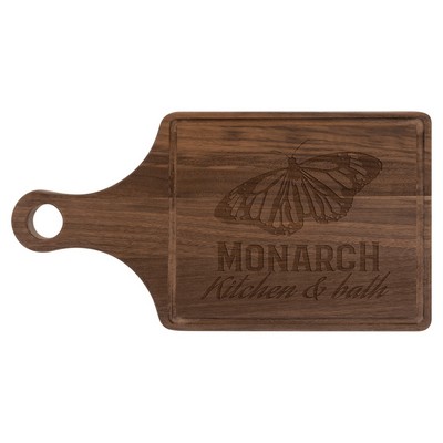Walnut Cutting Board Paddle Shape with Drip Ring, 13 1/2" x 7"