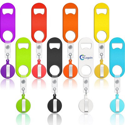 Bartender Flat Bottle Opener with Retractable Badge Holder