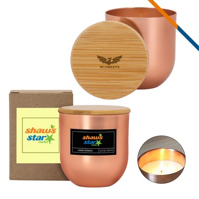 Aromi White Wax Metallic Wood Lid Candle - 8 OZ.