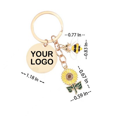 Metal Sunflower Shape Key Chain Motivational Keyring