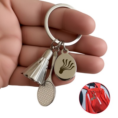 Metal Badminton Keychain