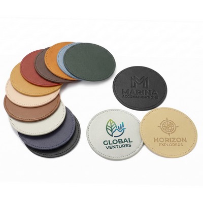 Round Leather Coaster With Logo
