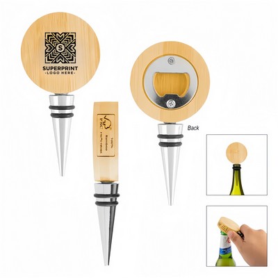Bamboo Wine Stopper & Bottle Opener