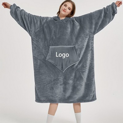 Custom Embroidered Logo Oversized Wearable Blanket Hoodie