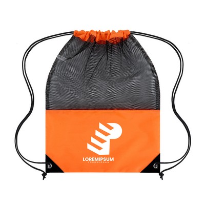 Breathable Mesh Drawstring Backpack for Sports & Gym