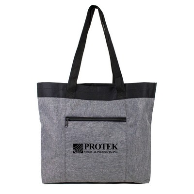 Large 600D Polyester Heather Gray Tote Bag