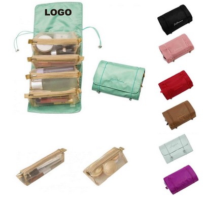 MOQ25 Detachable 4-In-1 Hanging Roll Travel Makeup Pouch
