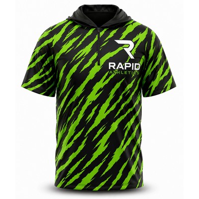 Sublimated UPF Microfiber Hooded Quarter Zip T Shirt 5 OZ