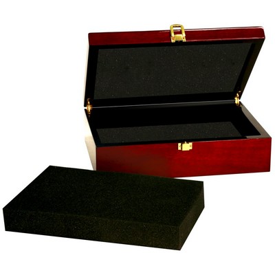 Rosewood Piano Finish Gift Box with Black Velvet Lining, 7.75" x 6.25" x 2.38"