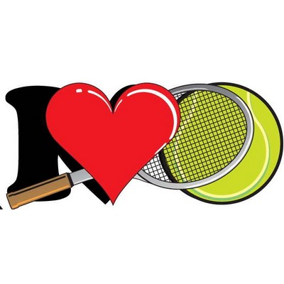 I Love Tennis w/ Racket Maxi Magnet (6 Square Inch)