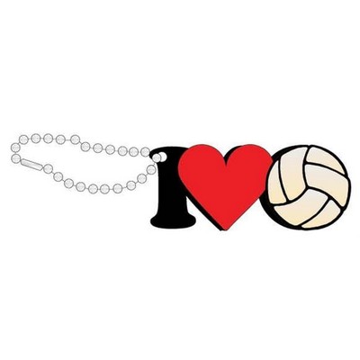 I Love Volleyball Promotional Key Chain w/ Black Back (6 Square Inch)